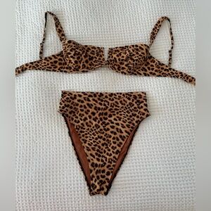 Monday Swimwear Leopard Print Bikini Set in Brown and Black